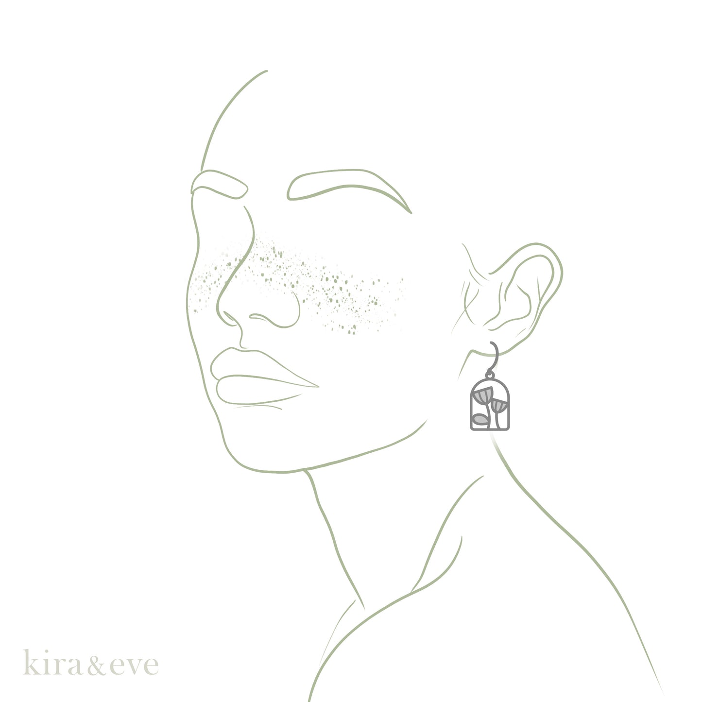 Australian made Kira & Eve Arched Floral Earrings in Stainless Steel | Silver dangle earrings with floral detail